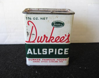 Vintage collectible Durkee's Allspice Spice tin