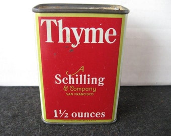 Vintage Schilling Thyme Spice Tin