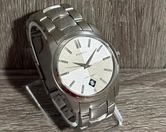 Retro Gray Fossil Arkitekt Stainless Steel Men’s Watch With New Battery