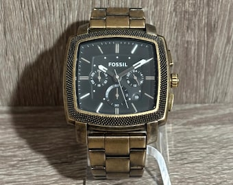 Bronze Fossil Machine Tank Chronograph Men’s Watch With New Battery