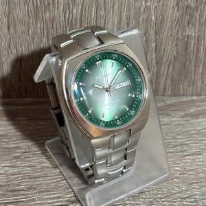 Green Armitron Tank Stainless Steel Men’s Watch With New Battery image 2