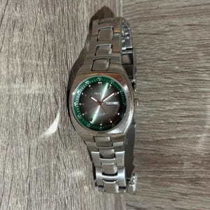 Green Armitron Tank Stainless Steel Men’s Watch With New Battery image 6