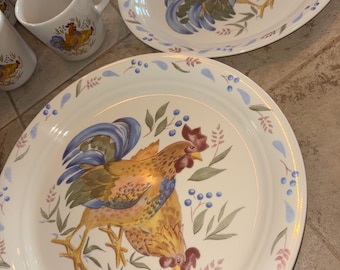 Corelle vintage lantlig serveringsset med morgontuppmönster, 30 delar