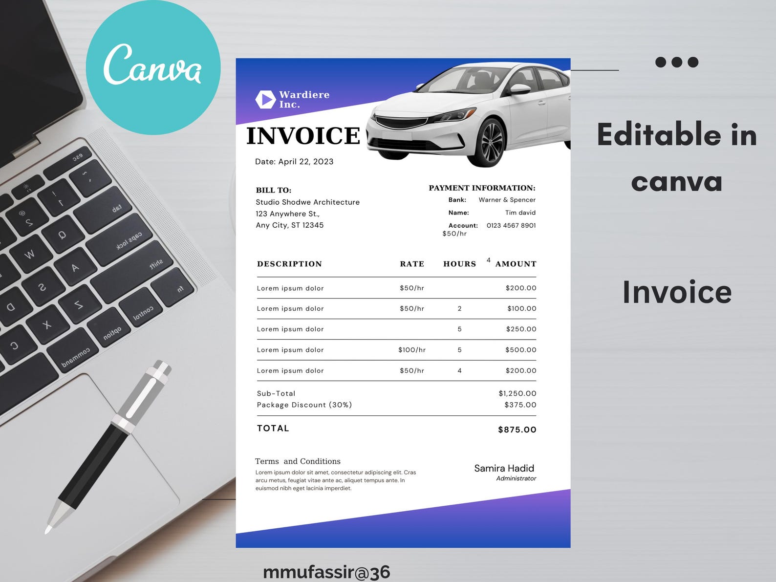 Editable Invoice Template Bundle for Google Docs, MS Word & Excel ...