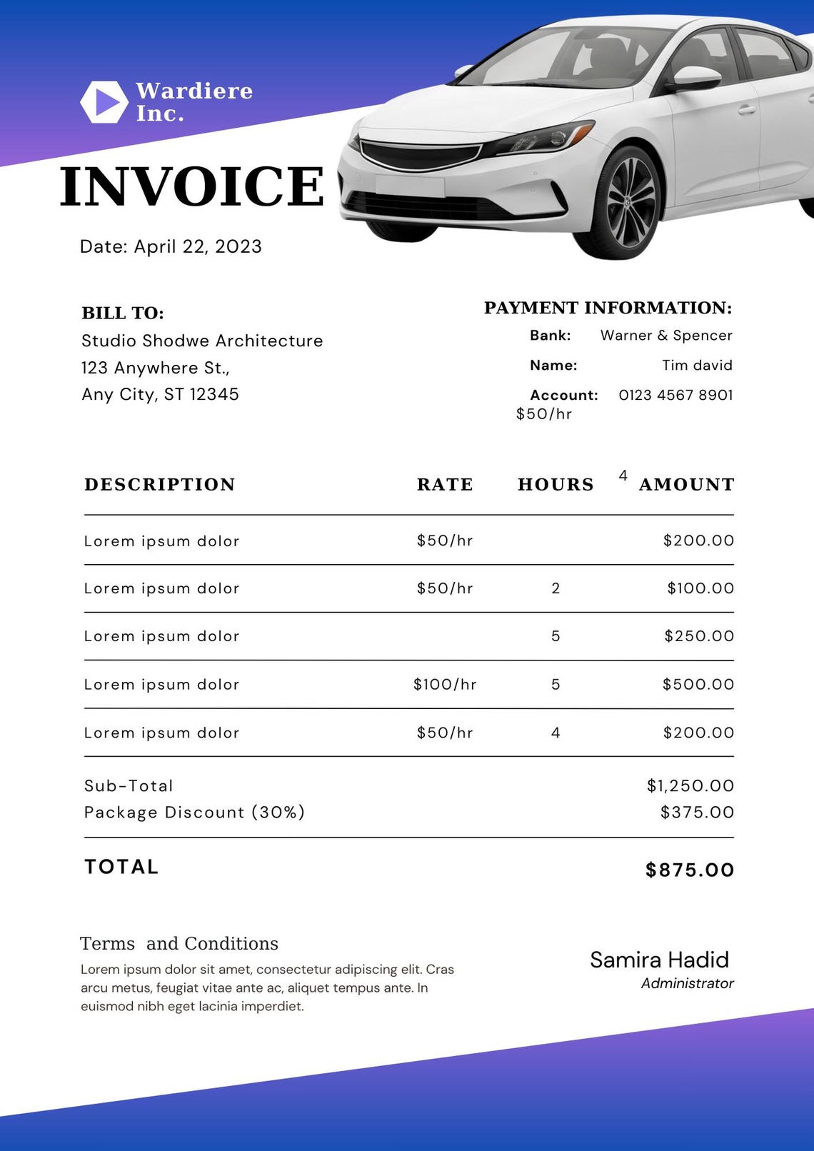 Editable Invoice Template Bundle for Google Docs, MS Word & Excel ...