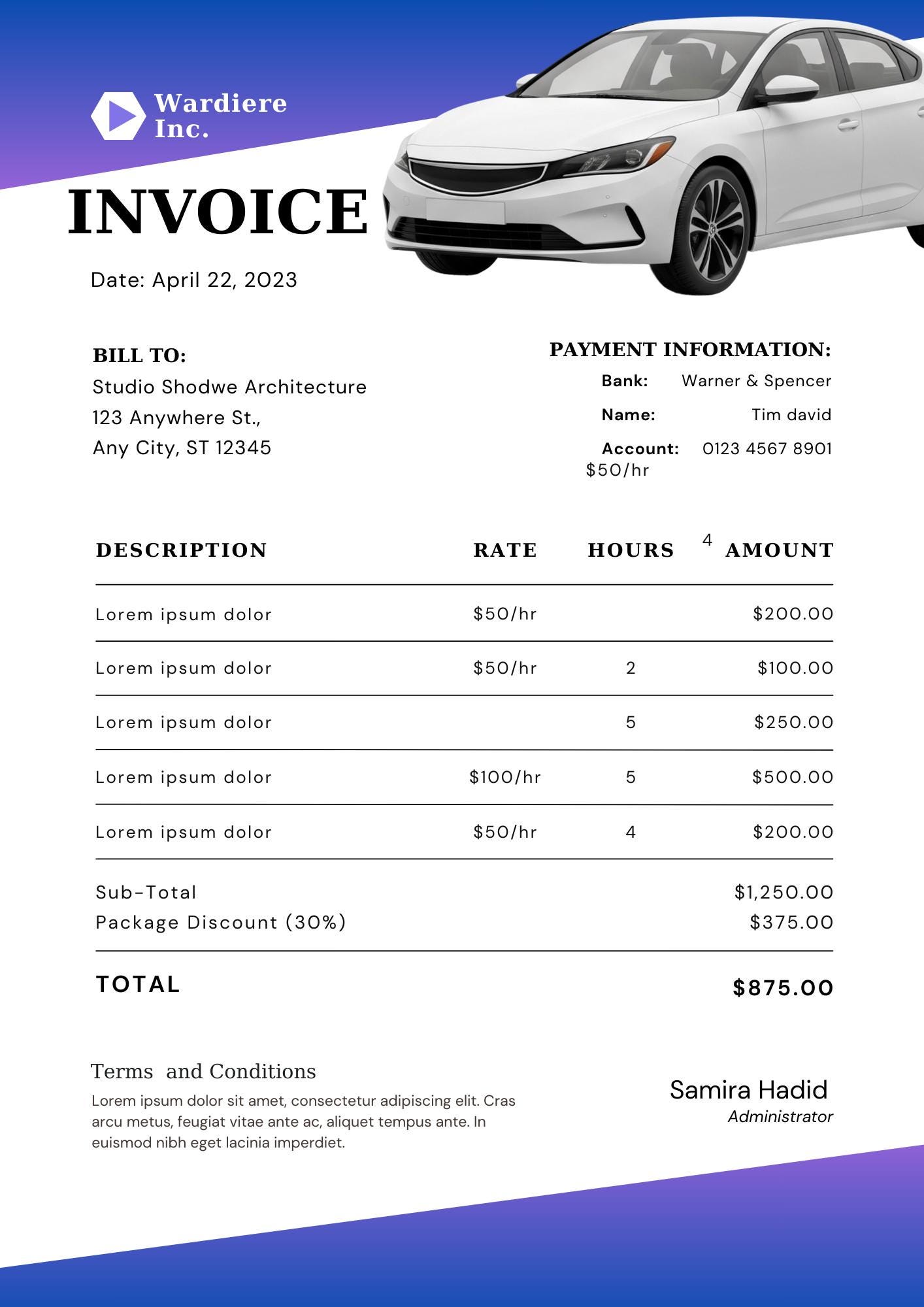 Editable Invoice Template Bundle for Google Docs, MS Word & Excel ...