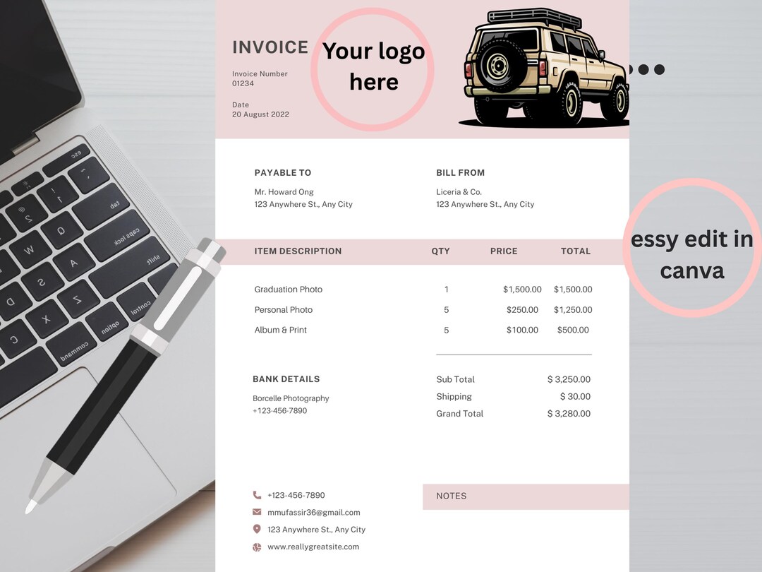 Editable Invoice Template Bundle for Google Docs, MS Word & Excel ...
