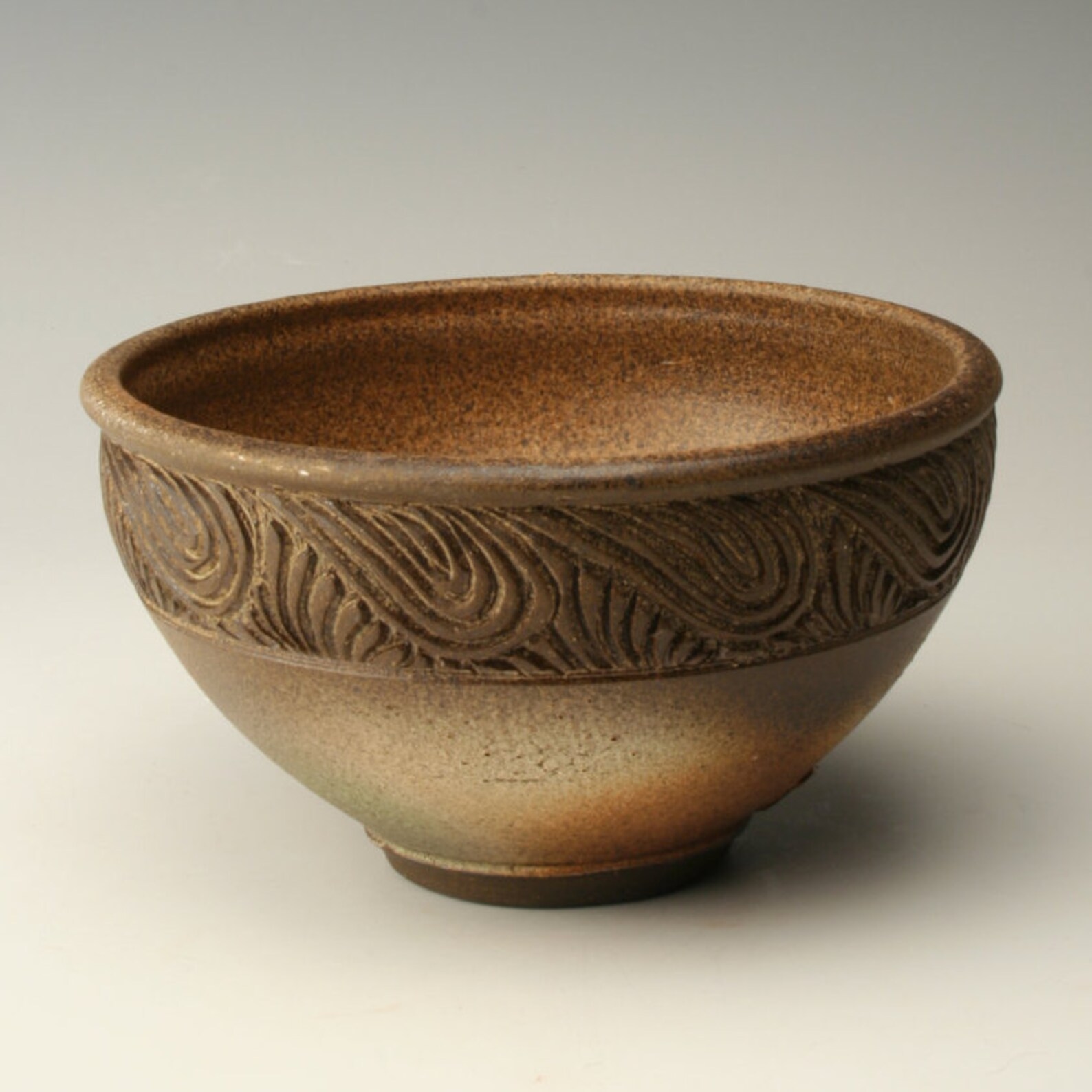 Ceramic bowl with swirl carving pottery bowl serving bowl Etsy