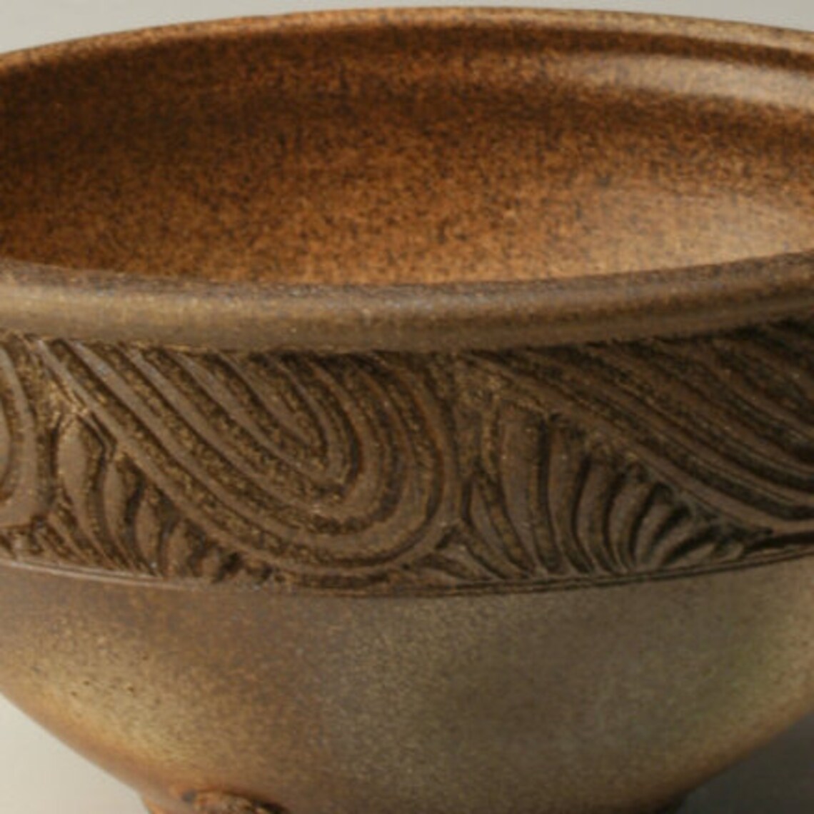 Ceramic bowl with swirl carving pottery bowl serving bowl Etsy