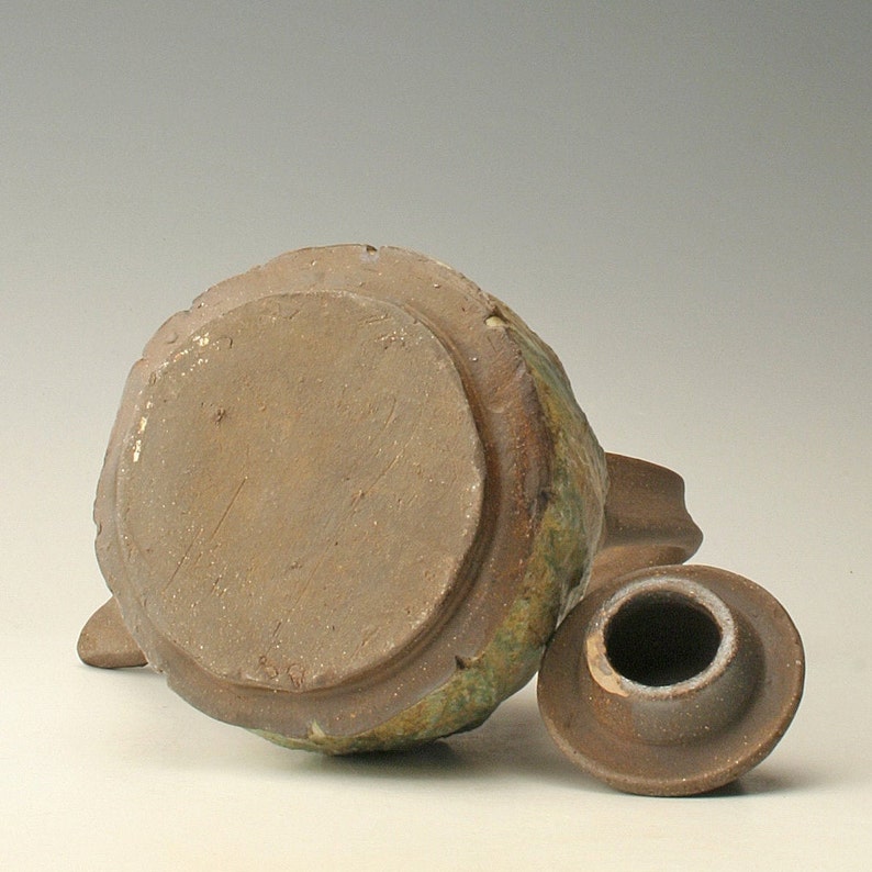 Shikha Rustic Ceramic Teapot Wabi Sabi Pottery Tea Kettle Minimalist Home Decor Gift for Tea Drinker Earth Tone Glaze
