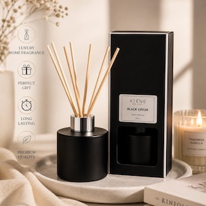 Dyfuzor z patyczkami zapachowymi Black Opium 100 ml – luksusowy zapach do domu o zapachu kawy i wanilii – długotrwały zapach w pomieszczeniu