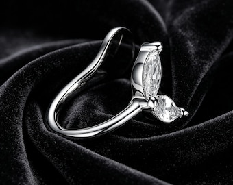 Dainty 925 Silver CZ Ear Cuff, Minimalist Non-Pierced Ear Wrap & Ear Hug, Helix Conch Lobe Nose Cuff, 18K White Gold Plated Jewelry