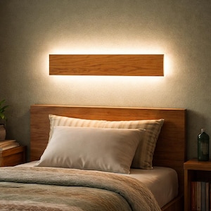 Modernist solid wood wall sconce for bedroom Handmade LED wall lamp Over bed wooden light Minimalist Dimmable touch sensor night lighting