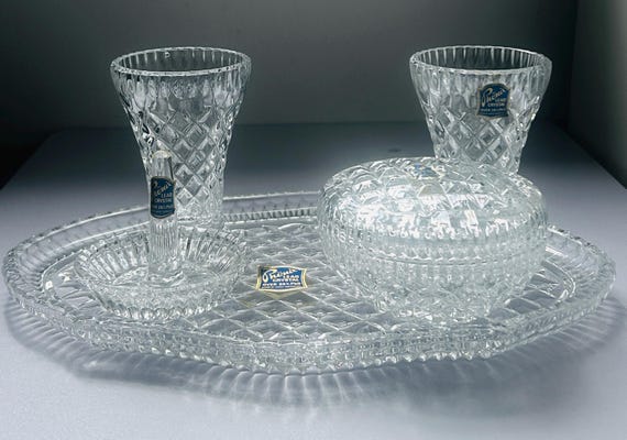 Vintage Phönix 24% Lead Crystal Vanity Set – "Duchess" 5-Piece Dressing Table Set