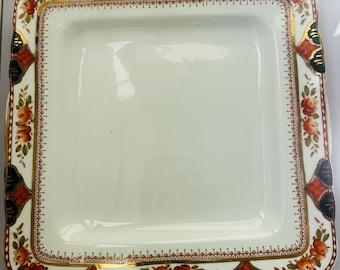 Plato para pasteles Imari antiguo de Sutherland China - Bandeja para sándwiches de porcelana pintada a mano de la época eduardiana