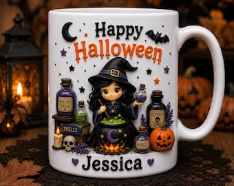Custom Halloween Witch Brew Mug, Personalized Spooky Coffee Cup