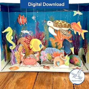Underwater Aquarium Diorama – Shoebox Ocean Craft for Kids | Sea Animals Printable PDF | School Project & Creative Activity