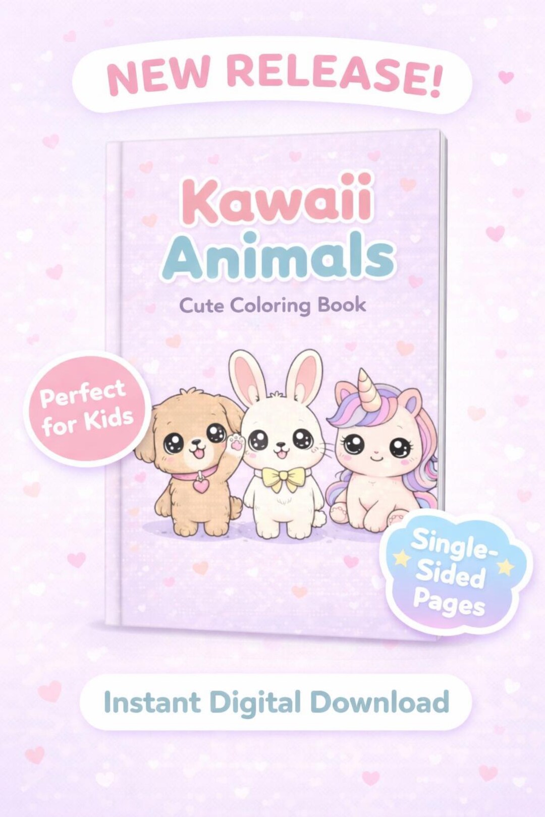 Kawaii Animals Coloring Book for Kids | Cute & Easy Printable PDF ...