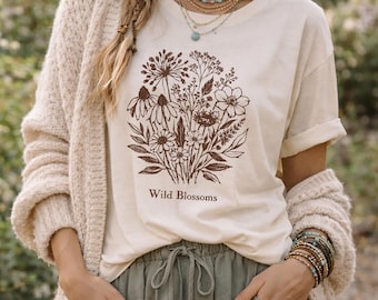Paquete de imágenes PNG de flores silvestres / Imágenes prediseñadas de flores retro / PNG de flores estilo boho (Descarga instantánea)