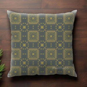 Muted Sage Green and Gold Thai Fabric Pattern PNG, Luxury Geometric Allover Design, Greek Key Digital Paper, Textile
