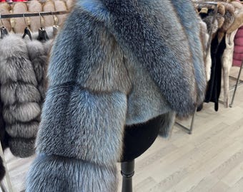 LUXURY Silver FOX Fur Cape/jacket With Whole Skins,fur Jacket