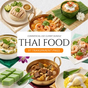 Luxury Thai Food Clipart | 97 PNG Illustrations (Digital Download)