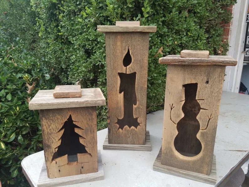 Wood lantern, made with rustic worn wood, Jack-O-Lantern for Halloween/ Fall Art decor for the patio or front porch by artist Bill Miller image 10