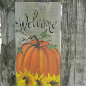 Pumpkin With Sunflowers Hand Painted Fall Autumn Porch Decor - Etsy