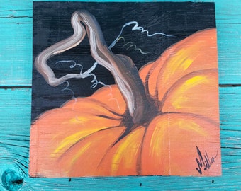 Reclaimed Wood Pumpkin Painting: Fall Decor Art Sign