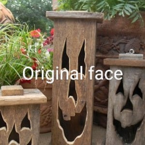 Wood lantern, made with rustic worn wood, Jack-O-Lantern for Halloween/ Fall Art decor for the patio or front porch by artist Bill Miller image 3