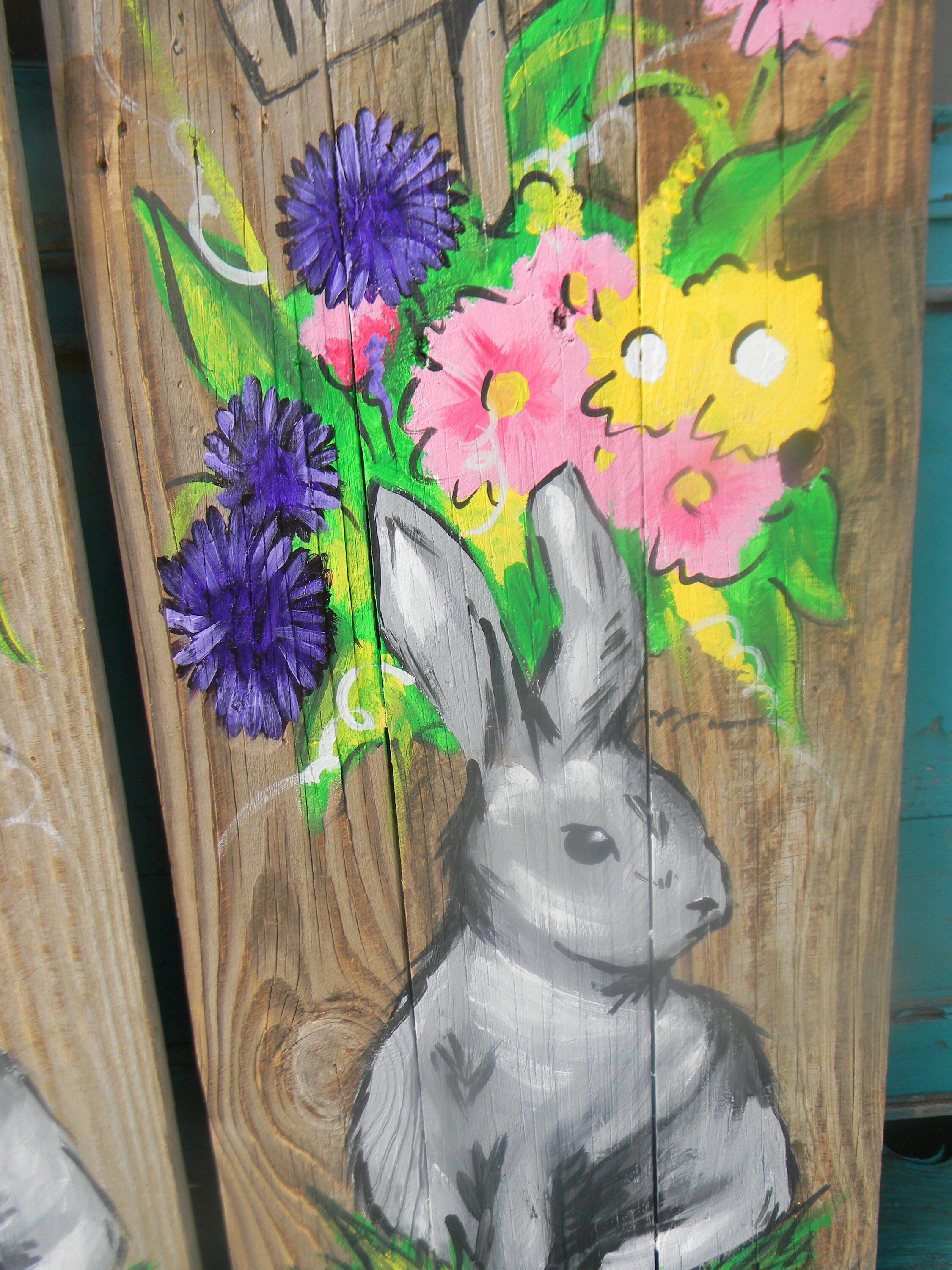 Hand Painted Rabbit Reclaimed Wood Welcome Sign - Spring Porch Decor - Etsy