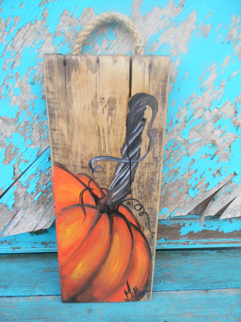 Reclaimed Wood Pumpkin Painting - Fall Farmhouse Decor - Etsy