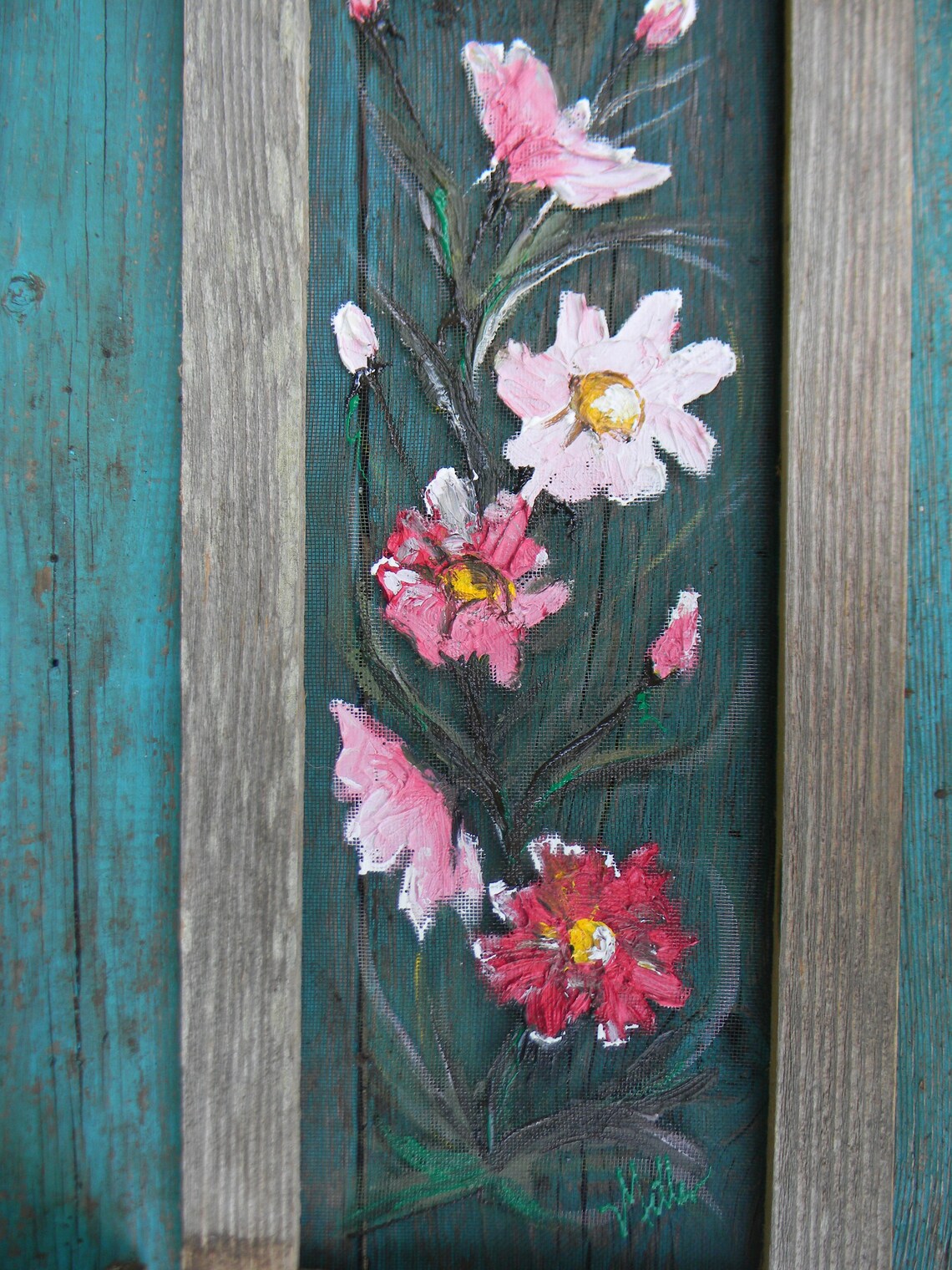 Window screen painting of wild Flower painted on window screen Etsy