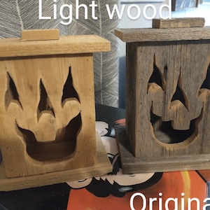 Wood lantern, made with rustic worn wood, Jack-O-Lantern for Halloween/ Fall Art decor for the patio or front porch by artist Bill Miller image 4