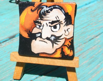 Pistol Pete Painting, Dorm room decor Small Miniature by Artist Bill Miller Officially Licensed by Oklahoma State University, easel included