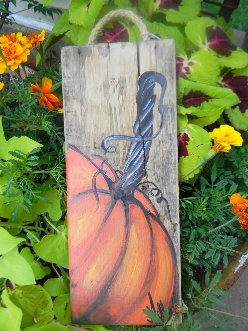 Reclaimed Wood Pumpkin Painting - Fall Farmhouse Decor - Etsy