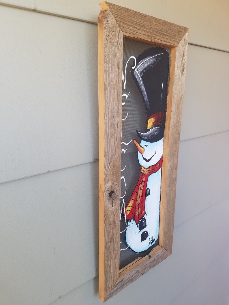 Schneemann gemalt auf FensterBildschirm Winter