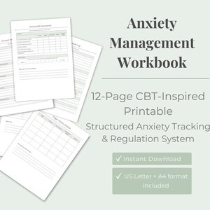 Anxiety Management Workbook Printable | CBT Anxiety Worksheet PDF | Panic Attack Log & Thought Record | 12 Page Anxiety Tracker