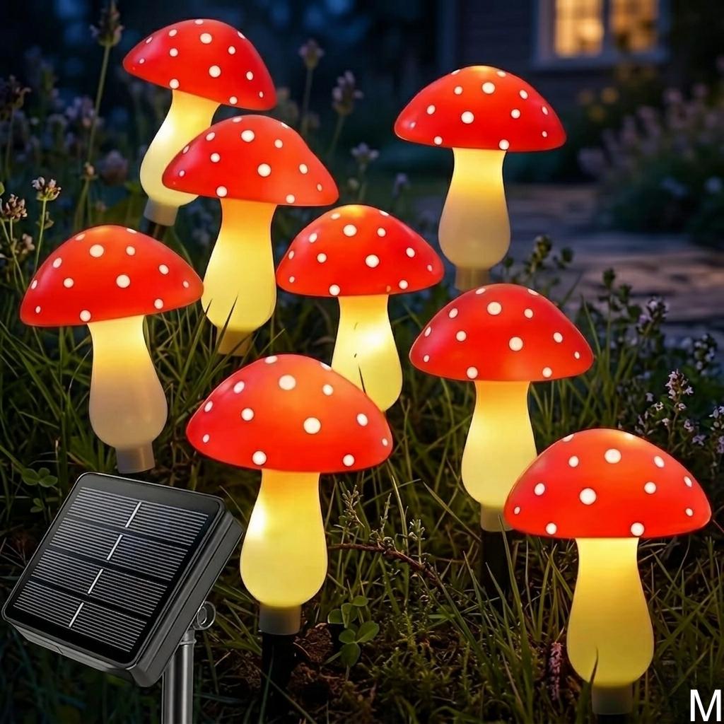 27 Christmas Yard Decorations for a Winter Wonderland Look 9 8 LED Solar Mushroom Lights Outdoor Waterproof Garden Pathway Fairy…