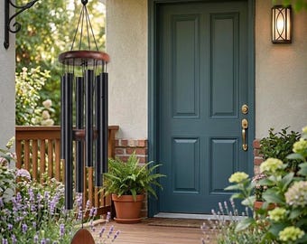 Duży aluminiowy dzwonek wietrzny, metalowy, wiszący, zewnętrzny, głęboki ton, pamiątkowy, do ogrodu, na patio, do domu