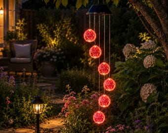 Farbwechsel Windspiel Solar Decor, hängende Gartenverzierung, Terrasse und Hofakzentlicht