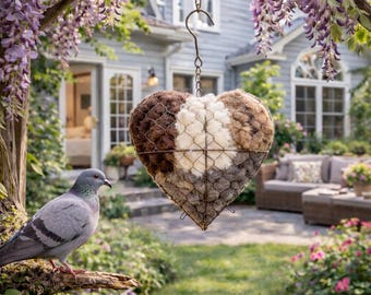 Herz Vogel Nistmaterial Halter nachfüllbar hängende Wildtier Garten Dekor rustikal