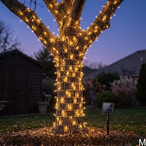 Guirnalda de luces LED solares de 7 m con 50 LED, luces de hadas impermeables para exteriores, jardín, patio, camino, decoración navideña y bodas.