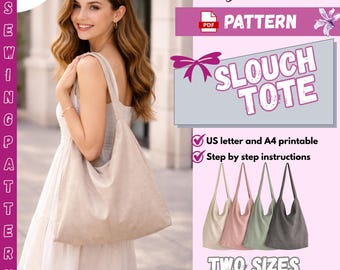 Slouch Tote Bag Sewing Pattern | Slouchy Shoulder Tote Bag DIY, Beginner Friendly, Two Sizes (Digital Download)