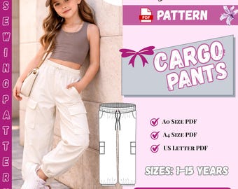 Kids Cargo Jogger Pants Sewing Pattern | Beginner Friendly, Sizes 1-15 Years (PDF Download)