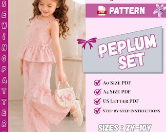 Patroon top en broek voor kinderen, patroon topje, kinderpatroon, pdf-patroon, beginnerspatroon, naaipatroon peuters, broekpatroon