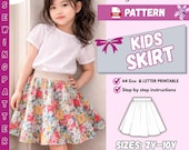 Kids Circle Skirt Sewing Pattern PDF | Easy Beginner Skirt Pattern | Girls Skirt Pattern 2Y-10Y | Printable Sewing Pattern |DIY Kids Clothes