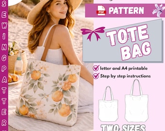 Tote Bag Sewing Pattern PDF | Beginner Friendly Modern Tote (2 Sizes) (Instant Download)
