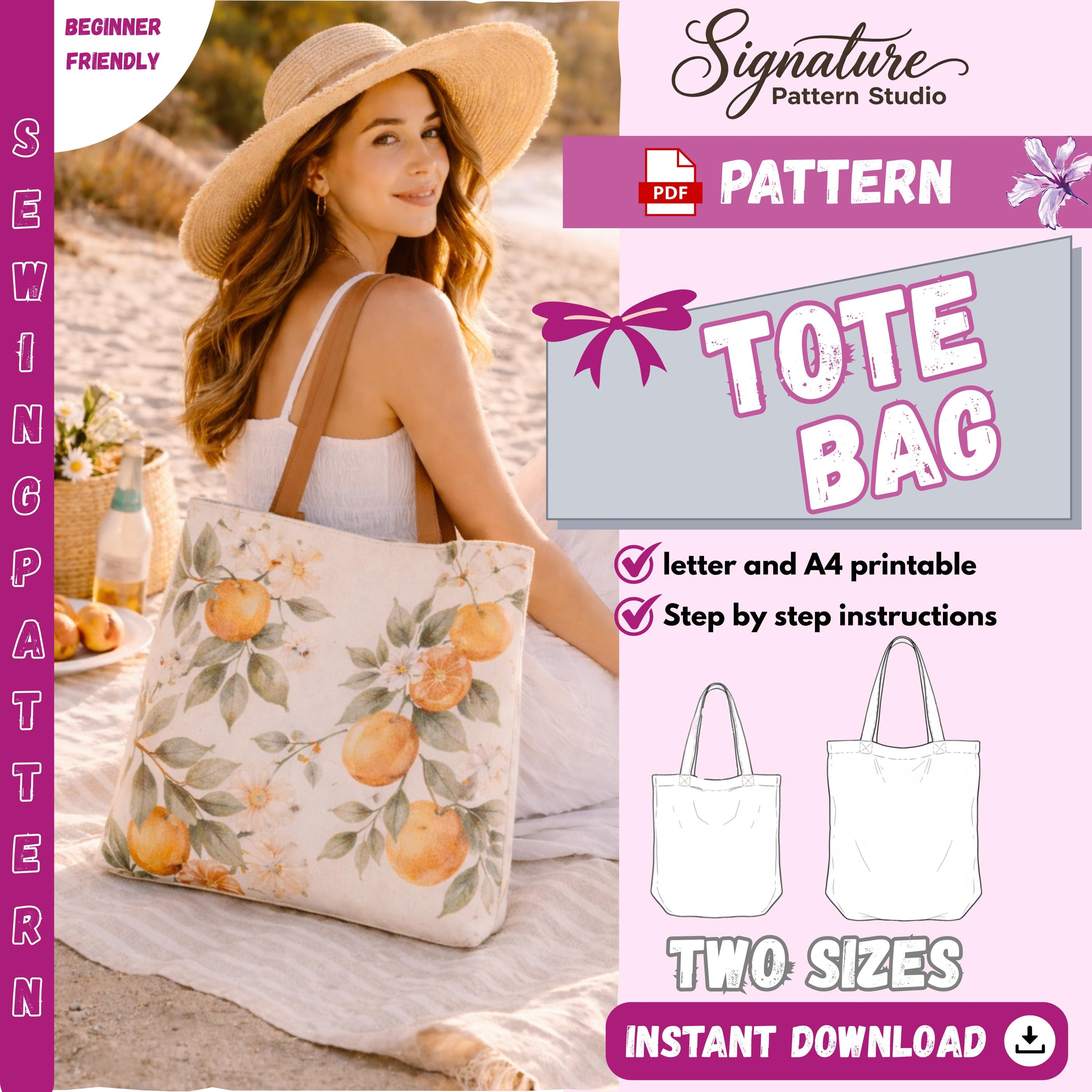 Tote Bag Sewing Pattern PDF | Beginner Friendly Modern Tote (2 Sizes ...