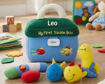 Personalized Baby Fishing Playset – Mini Tackle Box Toy for Kids, Custom Name Gift